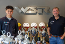 Daryl DeLeon and Dick Bennetts, West Surrey Racing [WSR] and some trophies.